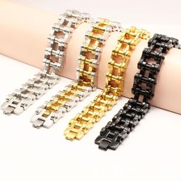 Heavy Punk Motorcycle Bicycle Chains Coolest Men Bracelets Stainless Steel Pulseras Hot Biker Style High Quality Wristbands Cuff Jewelry Hip Hop Accessories