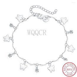 Charm Bracelets 925 Silver Butterfly Dangle Charms Anklets For Women Wedding Jewelry Adjustable