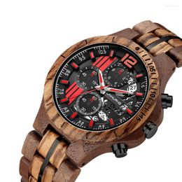 Wristwatches Wooden Watch Mens Waterproof Military Timepieces Chronograph Quartz Watches Relogio Masculino Men's Wristwatch Nice Gifts