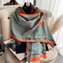 European and American Cashmere Big Brand Scarf Women's Winter Thermal Long Thickened Carriage Foreign Trade Scarf Shawl Dual-Use