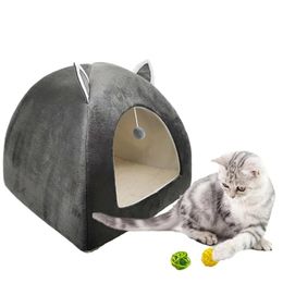 Mats Cat Tent Nest Winter Cat Bed Foldable Indoor Cats Puppy Mascotas Casa Cave Pet House With Plush Soft Cushion