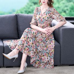 Casual Dresses Beach Midi Floral Spring Summer Dress Women Tunics Fashion Elegant Bodycon Boho Party Chiffon Casual Prom Evening Dresses 230505