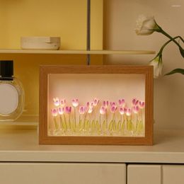 Night Lights Ornament Adorable DIY Tulip Flower LED Light Bedroom Decor Birthday Gift