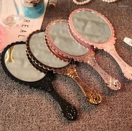 Party Favour Creative Retro Pattern Handle Makeup Mirror Portable Lace Hand Held Gifts Fast SN3313