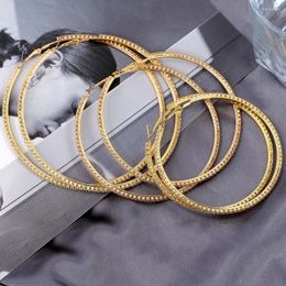 Hoop Earrings JUST FEEL Luxury Wedding Multiple Size Big Crystal For Women Rhinestones Statement Jewelry Brincos Bijoux