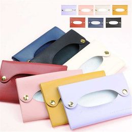 Tissue Boxes Napkins Japanese Simple Leather Tissue Bag Small Size Storage Case Portable Napkin Box Detachable Z0505