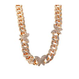 Chains Personality Cuban Link Chain Butterfly Choker Rhinestones Neck Fashion Simplee Aesthetic Accesories Necklace For Women