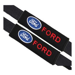 Safety Belts Accessories 2Pcs/Set Cotton Seat Belt Shoder Pads Ers Emblems For Ford Focus 2 3 Fiesta Kuga Mondeo Badges Drop Deliv Dhqe0