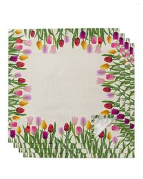 Table Napkin 4pcs Tulip Flower Idyllic Square Napkins 50cm Party Wedding Decoration Cloth Kitchen Dinner Serving