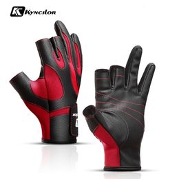 Sports Gloves Fishing Fingerless 3 Fingers Cut Glove Leather Resistance Guantes De Pesca Fishing Gloves Survival Camping Hiking Rescue Tool 230505