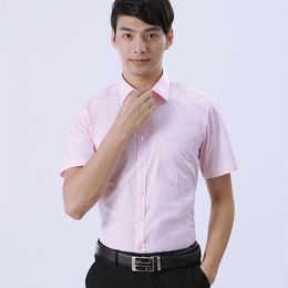 Men's Casual Shirts Customise men shirt short sleeve Personalise solid Colour short sleeve male shirt A588 pink sky blue 230505