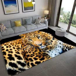 Carpets Fashion Leopard Pattern Carpet On The Floor 3D Animal Printed Big Living Room Soft Sponge Bathroom Mat Absorb Anti-slipCarpets