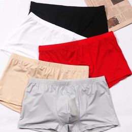 Underpants Sexy Boxershorts Men Smooth Ice Silk Boxer Briefs Pouch Underwear Shorts Trunks Men's Erotic Lingerie Sissy Panties