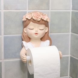 Toilet Paper Holders Ins Fairy Tissue Holder Long Hair Fairy Long Hair Lovely Girl Toilet Tissue Holder Bathroom Light Luxury Decoration Accessories 230504