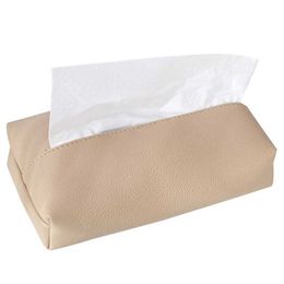 Tissue Boxes Napkins 594C PU Leather Tissue Box Cover Rectangle Tissue Holder for Car Room Bathroom Decor Bedroom Ornament Folding Tissue Covers Z0505