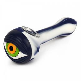 Colourful Portable Removable Silicone Pipes EYE Style Glass Nineholes Singlehole Philtre Bowl Dry Herb Tobacco Cigarette Holder Hookah Waterpipe Bong Smoking