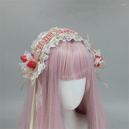 Party Supplies Double Bows Hair Clips Ribbon Strawberry Headband Anime Lolita Po Props Dance Headwear D1061