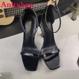 Sandal s summer black high heeled shoes white sandals open toes simple one belt special heels banquet wedding 230505