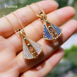 Pendant Necklaces Unique Design Double Side Pendant Necklaces For Women Blue Gold Color Cross Virgin Mary Religion Zircon Aesthetic Necklace 230505