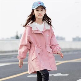 Coat Spring&Autumn Cotton Windbreaker Loose 2023 Pattern Korean Version Hooded Letter Printing Children Clothes Jacket