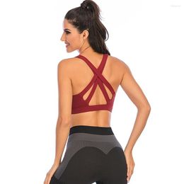 Yoga Outfit Sexy Sport Bra For Women Gym Double Cross Back Breathable Wear Fitness Removable Cup Bras Workout Running Clothes