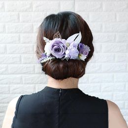 Headpieces Bridal Hair Accessories Plate Plug Comb Handmade Cloth Simulation Flower Bud Beach Straw Hat Decoration