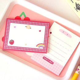 Sheets Cute Pink Strawberry Notes Student Study Plan Paper Notepad Kawaii Memo Pad