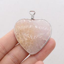 Pendant Necklaces Natural Stone Heart-Shaped Dragon Striped Agates For Jewellery Making DIY Necklace Accessory