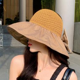 Wide Brim Hats Bucket Hat Washable Women Knitting Empty Dome Colour Matching Summer Travel Fishing Costume Accessories