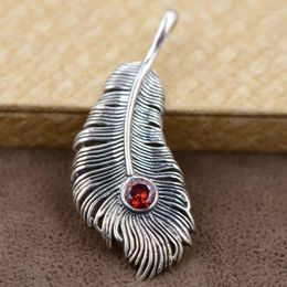 Pendant Necklaces LYBUY Authentic 925 Sterling Silver Vintage Personality Feather Women Accessories Gifts Thai Jewellery