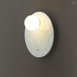 Wall Lamps Modern Italian Circular Green Marble Sconce Decorative Light Nordic Minimalist White Home Bedroom Bedside Led Lamp