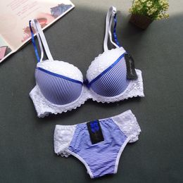 Bras Sets New Sexy Thong Bra Set For Women Lace Lady Push Up Underwear Bra and Panty Lingerie Size 32 34 36 38 40 42 44 A B C D DD E Cup 230505