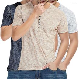 Men's T Shirts Men's Summer Male Short Sleeve Stylish Tops Tshirt Casual Button V-neck Clothing Tee Shirt