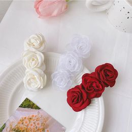 Headpieces GH0404B Girl Snow Yarn Retro Rose Three-dimensional Flower Spring Hairpin Fairy French Headdress Back