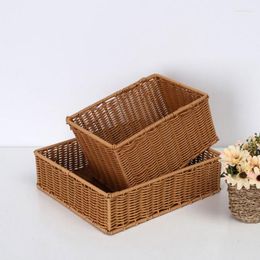 Storage Bottles Imitation Rattan Woven Baskets Basket Desk Organiser Picnic Fruit Box Cosmetic Container