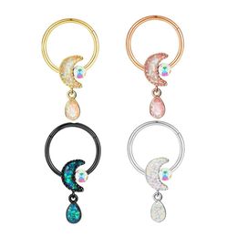 Moon Septum Nose Rings Body Cartilage Tragus Earrings Piercing Jewelry for Women Men