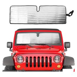 Car Sunshade Windshield Sun Shade For 1997 Jeep Wrangler Tj Jk Jku Sunshades Heat Shield Aluminium Foil Triple Laminate Structure Dro Dhyza