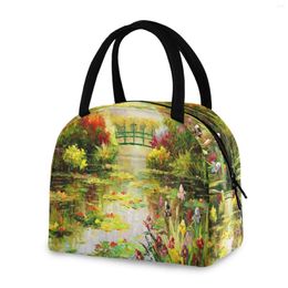 Dinnerware Sets Claude Monet Oil Painting Women Girls Portable Cooler Lunch Bag Thermal Insulated Bento Box Picnic Tote Meal Case