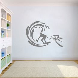 Wallpapers Sports Surfing Surfer Surfboard Surf Beach Vinyl Decor Removable WallSticker Decal Interior Decoration Mural Wallpaper CX405 230505