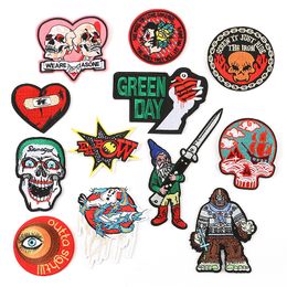 DIY Sewing Accessories Customized Eyes Skull Alphabet Punk Rock Music Patches for Clothing Notions Iron on Badge Sticker Hoodie Embroidery Hat Jeans Patch