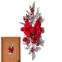 Decorative Flowers Christmas Garland For Stairs Beautifully Front Door Wreath Red Candy Cane Artificial With