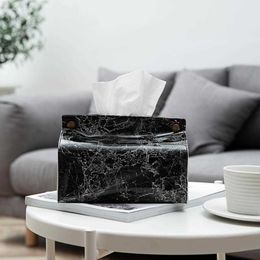 Tissue Boxes Napkins Tissue Case PU Leather Napkin Box Container Marble Pattern Towel Papers Dispenser Holder Box Case For Home Car Table Decor Z0505