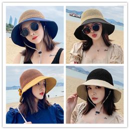 Wide Brim Hats Summer Fisherman's Hat Beach Women's Foldable Sunshade Dust-proof Seaside Gauze Big Brimmed Straw