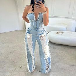 Women's Jeans For Women Casual Denim Rompers Overalls Ripped Washed Jumpsuits Express Jumpsuit Base Suit