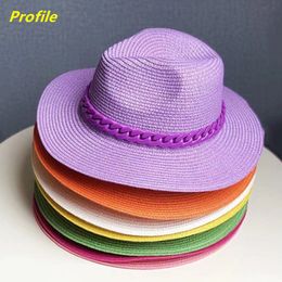 Wide Brim Hats Bucket sun hat macaron Colour acrylic accessories outdoor straw screen beach 230504