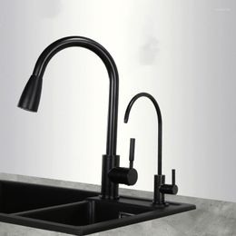 Kitchen Faucets Matte Black Unleaded Stainless Steel Pull Down Faucet Mixer Tap With Water Drinking Purified