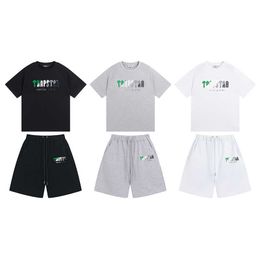 Designer Fashion Clothing Tees Tshirt Trapstar Green White Towel Embroidery Fashion Brand Loose Relaxed Men's Women's Fashion Short Sleeve Shorts Set for Men's Summer