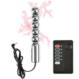 Sex Toy Massager Electric Shock Metal Butt Plug Bi-polar Electro Stimulation Large Anal Beads Prostate Massage Vagina Unit Control