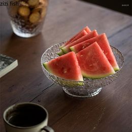 Plates Tall Feet Glass Fruit Plate Round Snack Salad Bowl Dessert Cake Pan Decorative Display Stand Refreshment Tray