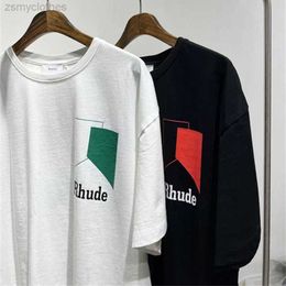 Men's T-Shirts RHUDE High Quality Men letter T-Shirt High Street Round Neck short sleeve T-Shirt Men's And Women's Casual Loose T Shirt